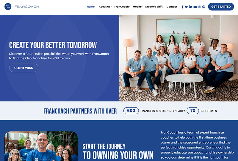 Francoach website screenshot