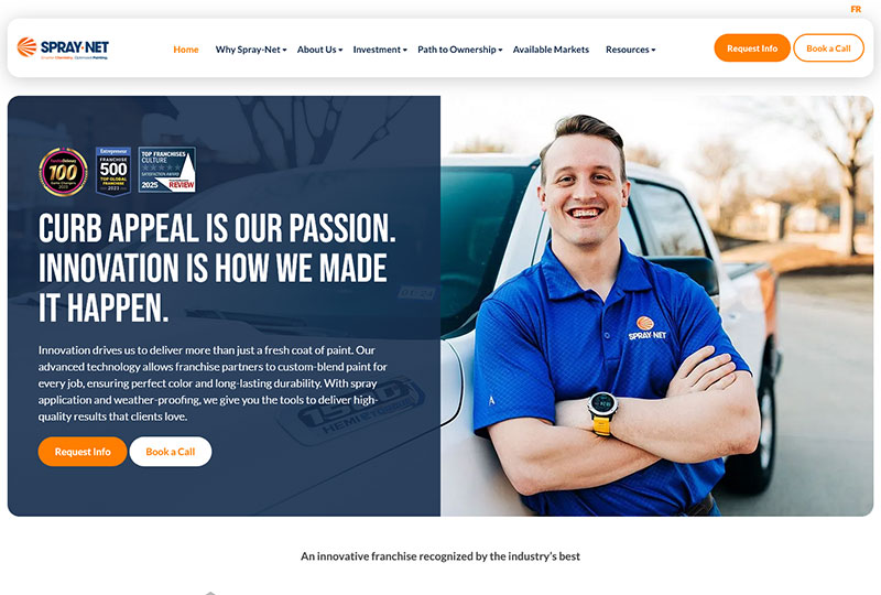 SprayNet Franchise website screenshot