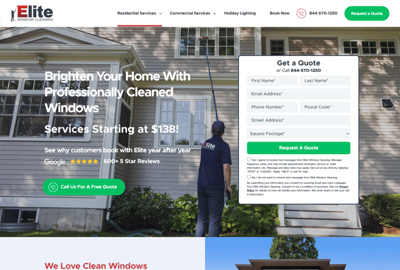 Elite Window Cleaning website screenshot