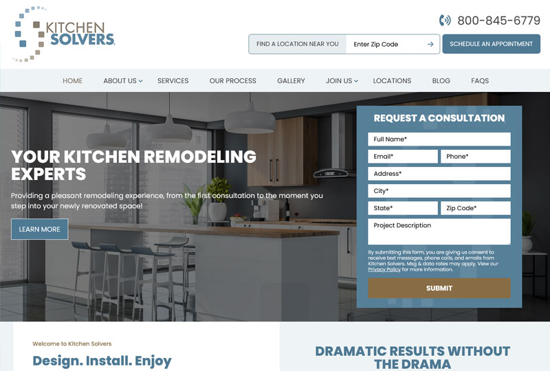 Kitchen Solvers website screenshot