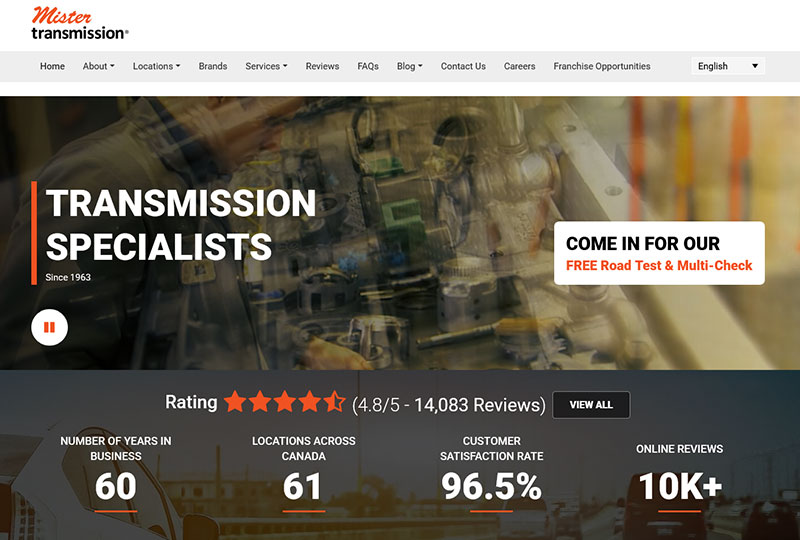Mister Transmission website screenshot