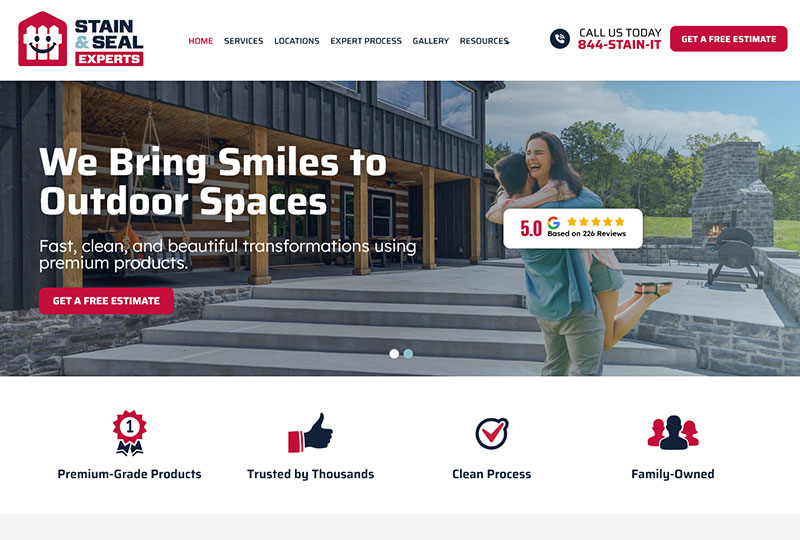 Stain & Seal Experts website screenshot