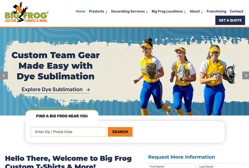 Big Frog Custom T-Shirts & More website screenshot