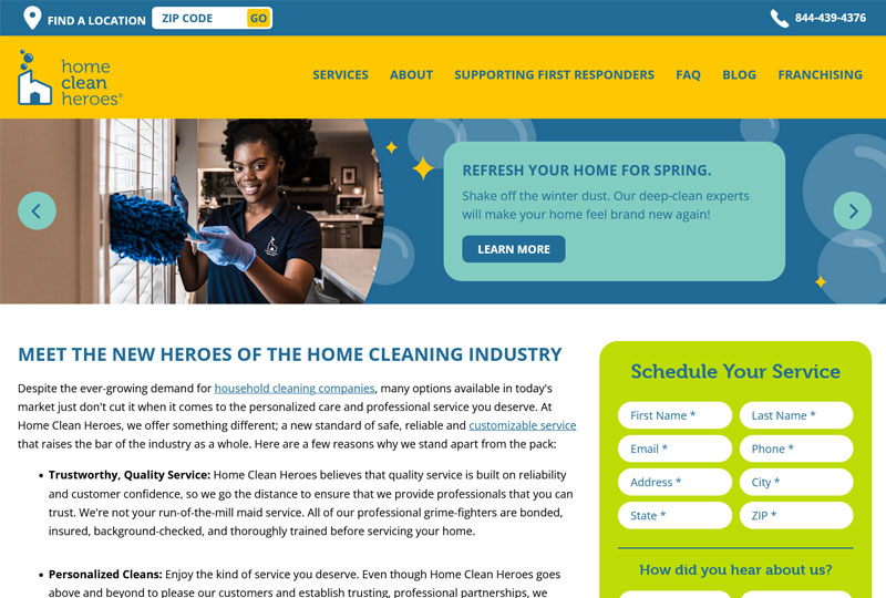 Home Clean Heroes website screenshot